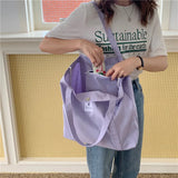 Vintage Canvas Shoulder Bag Soft Storage Reusable Girls
