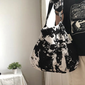 Vintage Canvas Crossbody Bag For Women Large Capacity Big Shopping Pack
