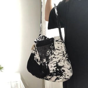 Vintage Canvas Crossbody Bag For Women Large Capacity Big Shopping Pack