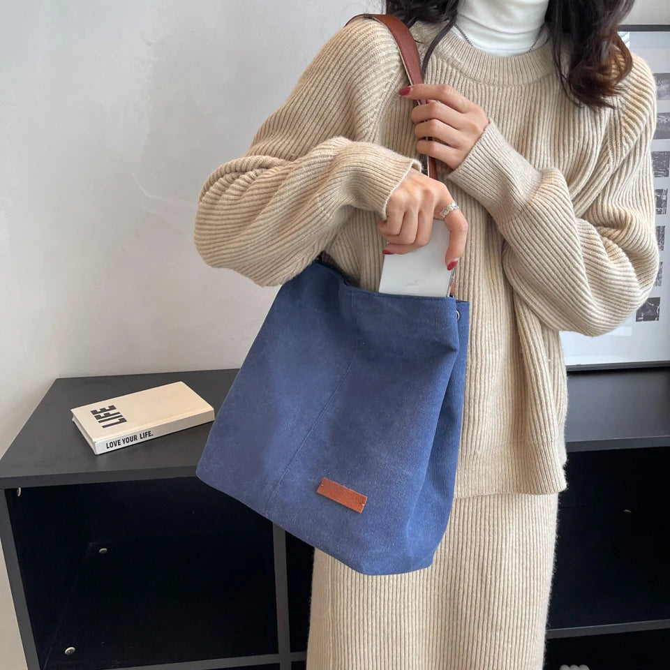Vintage Canvas Shoulder Bag for Women School Handbag