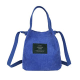 Vintage Canvas Handbags Corduroy Women's Shoulder Bag Solid Buckle Handbag