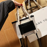 Vintage Canvas Pu Patchwork Small Bags Autumn Casual Women's Shoulder Bag