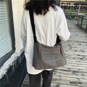 Vintage Canvas Tote Crossbody Bag Large Capacity Casual Women's Shoulder Bags