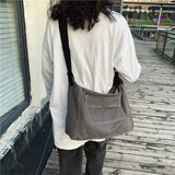 Vintage Canvas Tote Crossbody Bag Large Capacity Casual Women's Shoulder Bags