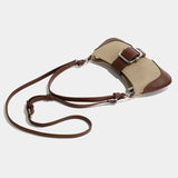 Vintage Canvas Shoulder Bag Ladies Stitching Pu Messenger Bag
