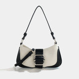 Vintage Canvas Shoulder Bag Ladies Stitching Pu Messenger Bag