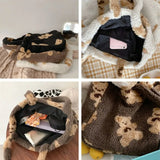 Vintage Cartoon Prints Women Soft Plush Handbag Lamb Wool Tote Capacity