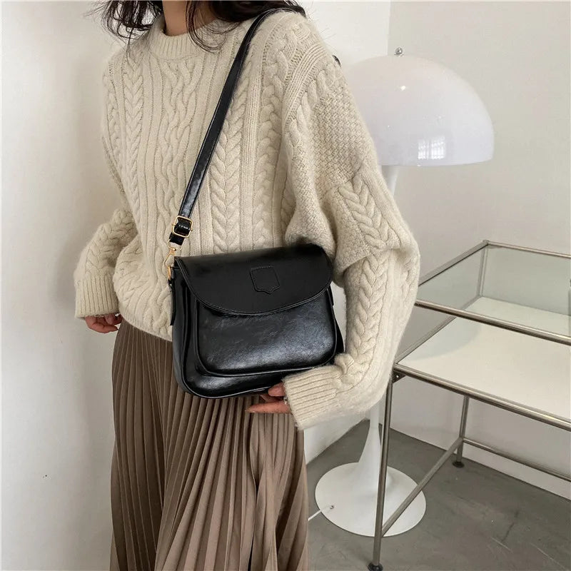 Vintage Casual Shoulder Bag Women PU Leather Crossbody Messenger Handbag