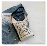 Vintage Casual Canvas Shoulder Bag for Women Bucket Shaped Crossbody Handbag