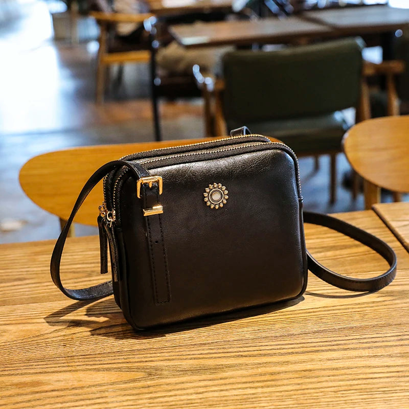 Vintage Small Square Bags PU Leather Female Shoulder Crossbody