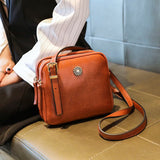 Vintage Small Square Bags PU Leather Female Shoulder Crossbody