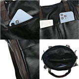 Vintage Casual Style Big Shoulder Bags for Women PU Leather Solid Tote Handbags