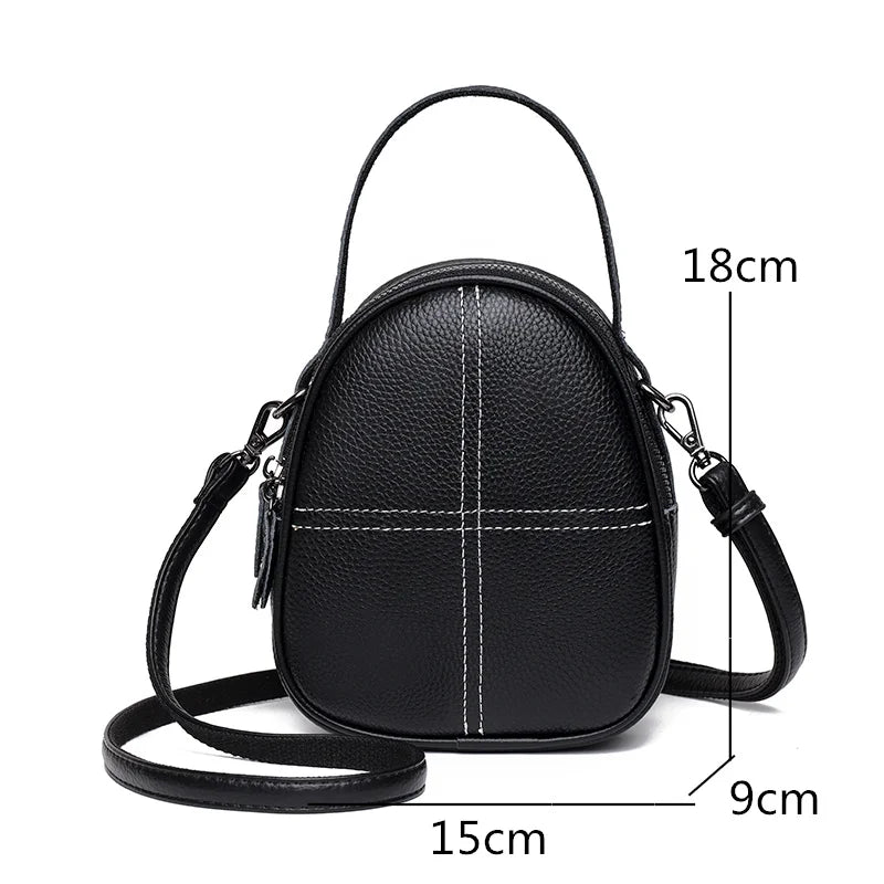 Vintage Casual Womens Shoulder Crossbody Bag Leather 3 Layer Small Tote Sac