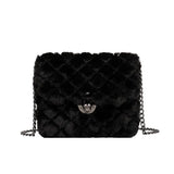 Vintage Faux Fur Women Waist Bag Small Purse Soft Plush Handbag