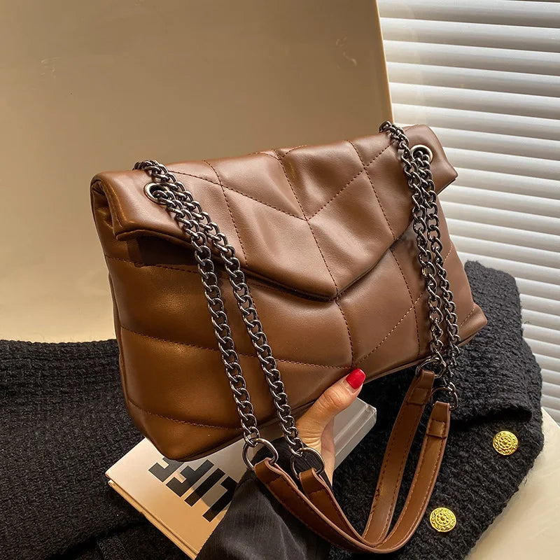 Vintage Chain Shoulder Crossbody Bag for Women Handbags Totes Female Purse