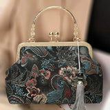 Vintage Chain Women Shoulder Crossbody Bag Flowers Fringe Bag Small Shell Lock B
