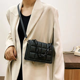 Vintage Checker Pattern Shoulder Bag Solid Shoulder Bag Casual Ladies Retro