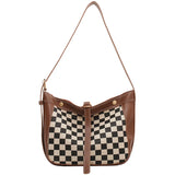 Vintage Chessboard Tote Bag High PU Leather Women Handbag