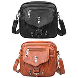 Vintage Crossbody Bag Multifunctional PU Leather Fanny Pack Anti-theft Zipper