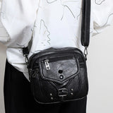 Vintage Crossbody Bag Multifunctional PU Leather Fanny Pack Anti-theft Zipper