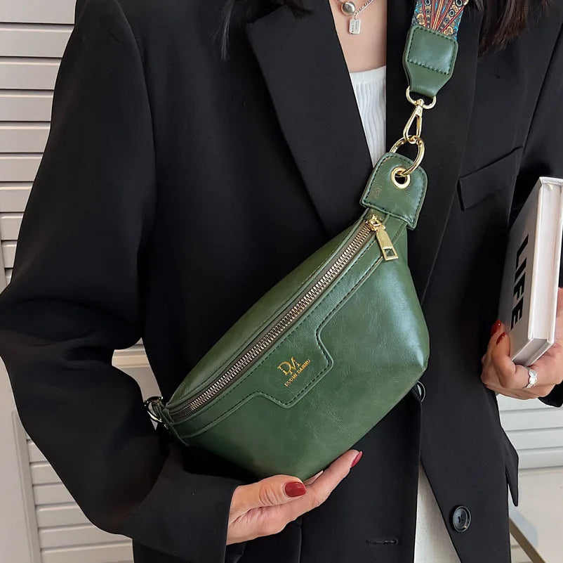 Vintage Chest Crossbody Bag PU Leather Shoulder Bag Dumpling Waist Bag