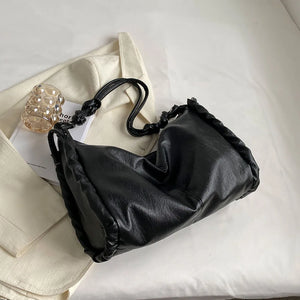 Vintage PU Leather Shoulder Bag for Women - Large High Ladies Tote Shopper Bag