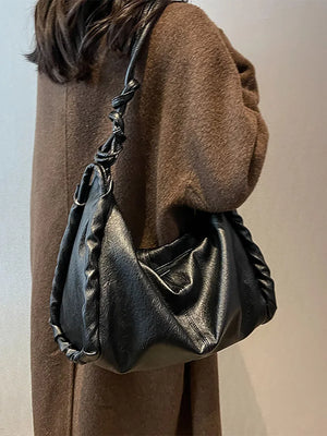 Vintage PU Leather Shoulder Bag for Women - Large High Ladies Tote Shopper Bag
