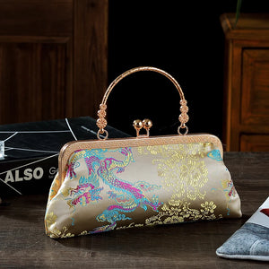 Vintage Chinese Women's Silk Evening Bag Purple Pink