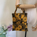 Vintage Cloth Women Small Handbags Jacquard Fabric Ladies Mini Top Handle Tote B