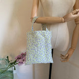 Vintage Cloth Women Small Handbags Jacquard Fabric Ladies Mini Top Handle Tote B