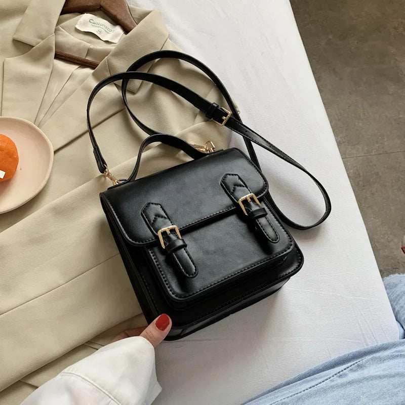 Vintage College Style PU Leather Shoulder Bag