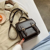 Vintage College Style PU Leather Shoulder Bag