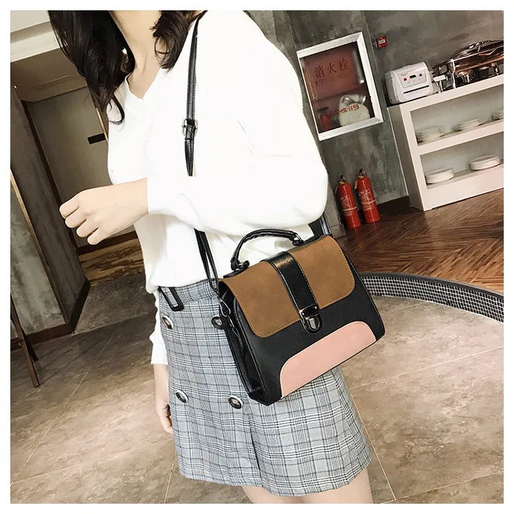 Vintage Leather Crossbody Bag Women Shoulder Messenger Handbag