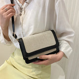Vintage Contrast Women's Crossbody Bag Pu Leather Handbag