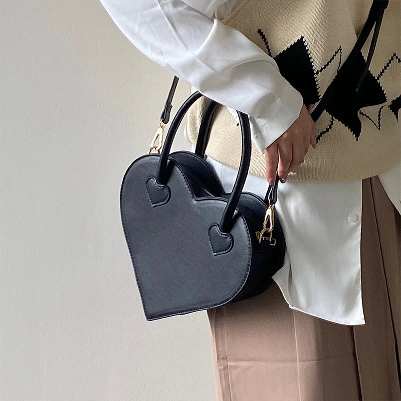 Vintage Girls Love Heart Shoulder Bags Women Small Tote Crossbody Bag