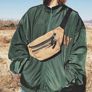 Vintage Corduroy Waist Pack Women Girls Chest Pouch Belt Bags Female Messenger S