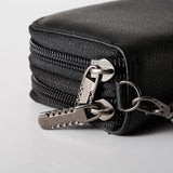 Vintage Cow Leather Key Holder for Men Brown Zipper Key Holder