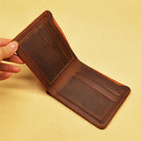 Vintage Cow Leather Men Wallets Short Wallet No Zipper Money Bag