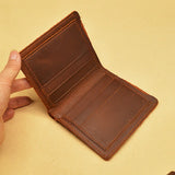 Vintage Cow Leather Men Wallets Short Wallet No Zipper Money Bag