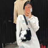 Vintage Cow Pattern Faux Fur Armpit Bag for Women