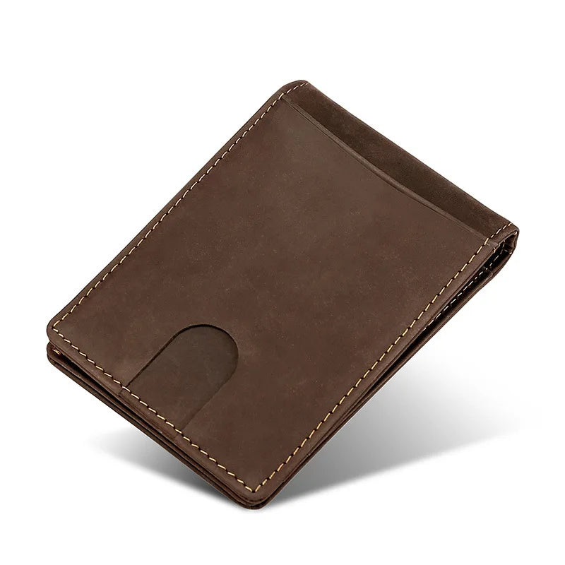 Vintage Crazy Horse Leather Wallet Men Mini Wallets Leather Men Purse Clutch Bag