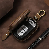 Vintage Crazy Horse Leather Car Key Bag Europe and America