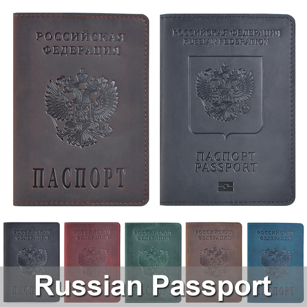 Vintage Crazy Horse Leather Passport Holders Travel Document Cover