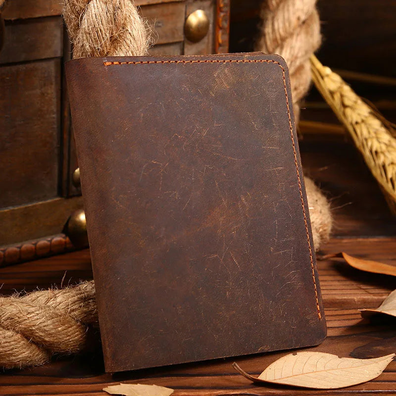 Vintage Crazy Horse Leather Men's Short Purse Casual Men's Bag