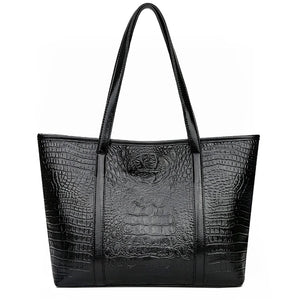Vintage Crocodile Leather Women Handbag Large Capacity Shoulder Shopping Bag