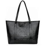 Vintage Crocodile Leather Women Handbag Large Capacity Shoulder Shopping Bag