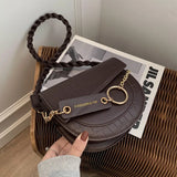 Vintage Crocodile Pattern Shoulder Saddle Bag