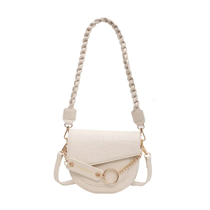 Vintage Crocodile Pattern Shoulder Saddle Bag