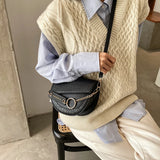 Vintage Crocodile Pattern Shoulder Saddle Bag