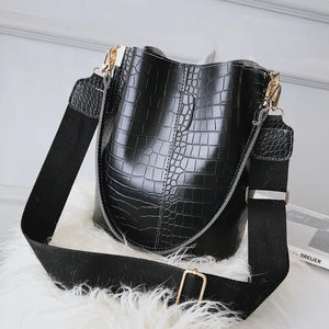 Vintage Crocodile Pattern Crossbody Bag